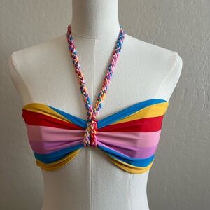 Show Me Your Mumu Rainbow Braid Halter Bikini Top Size Small
